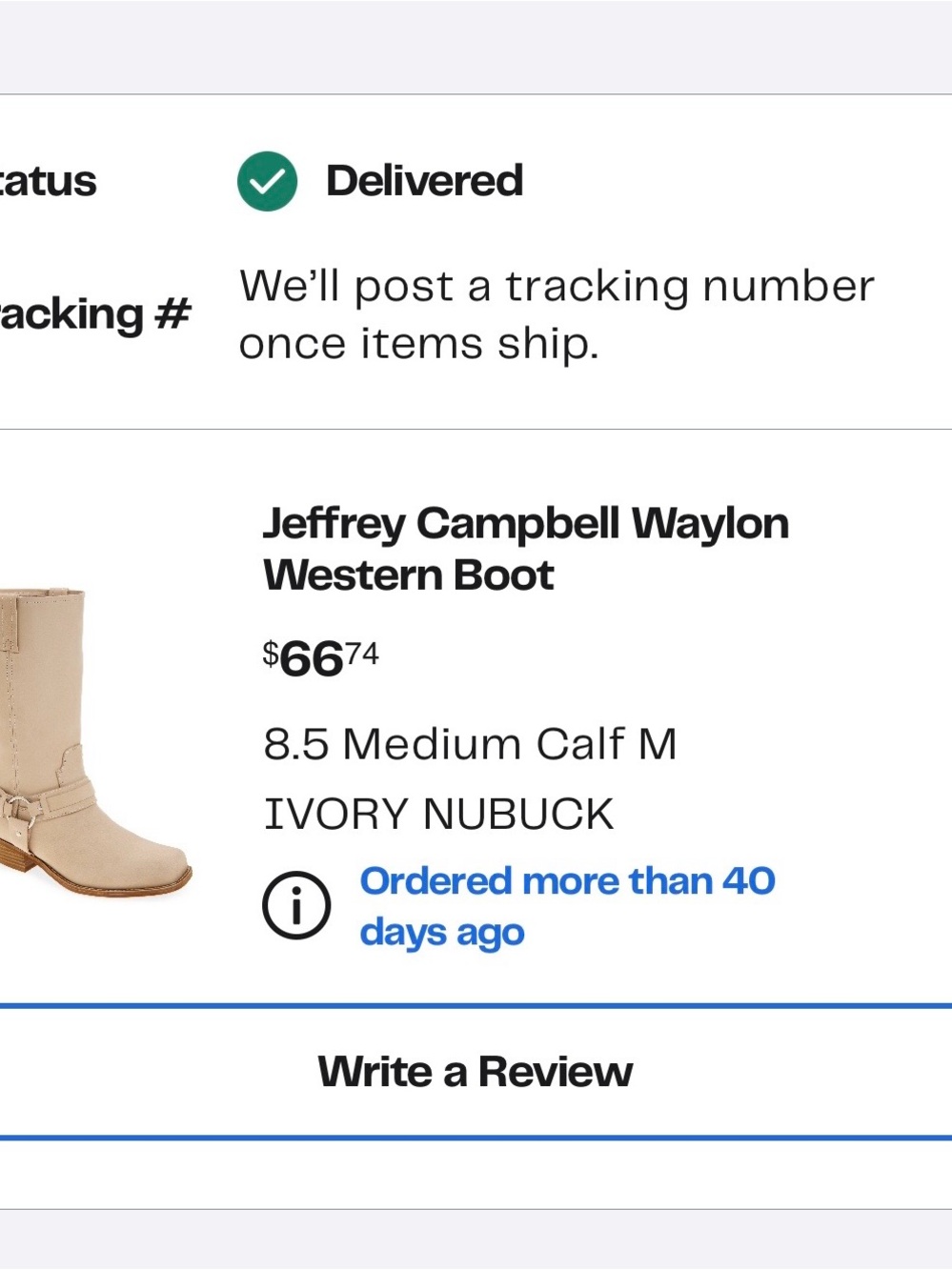 Jeffrey Campbell Ivory Nubuck Waylon Western Boots